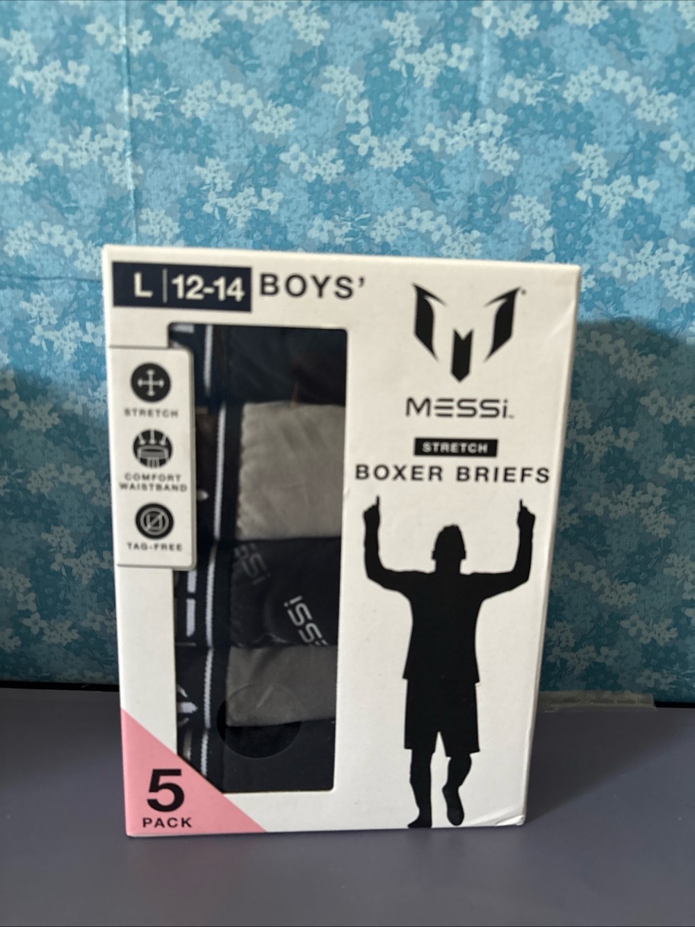 Messi Boys' Stretch Boxer Briefs – Gray & Black (5 Pack)